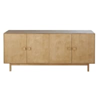 PERTH - Beige wood sideboard with 4 doors and square handles