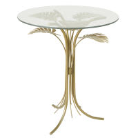 Beistelltisch aus Glas und Metall, goldfarben Beistelltisch aus Glas und Metall, goldfarben