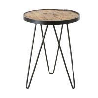 Beistelltisch aus Teakholz und schwarzem Metall H50 Beistelltisch aus Teakholz und schwarzem Metall H50