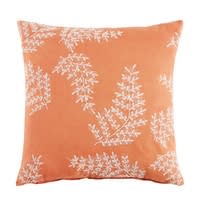 Besticktes Kissen aus roter Baumwolle mit Blattmotiv 45x45 Besticktes Kissen aus roter Baumwolle mit Blattmotiv 45x45