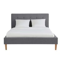 Bett aus Stoff, 140 x 190, grau Bett aus Stoff, 140 x 190, grau