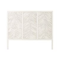 Bettkopfteil aus massivem weißem Mangoholz und Rattan, B140 Bettkopfteil aus massivem weißem Mangoholz und Rattan, B140