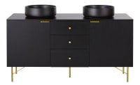 JAGGER - Black 2-Door 3-Drawer Double Vanity Unit