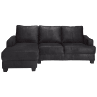 PHILADELPHIE - Black 3/4 Seater Microsuede LHF Corner Sofa