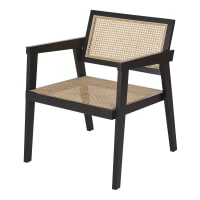 SANTA FE - Black beech wood and rattan canework armchair