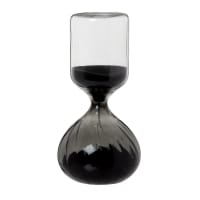 Black glass hourglass H16cm