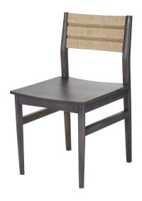 TREK - Black mango wood chair with beige sisal backrest