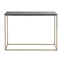 MARBLE - Black marble and brass-coloured metal console table
