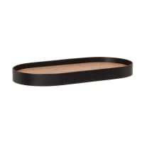 Black metal and imitation wood decorative tray.