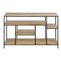 SEGMENT - Black metal and mango wood low shelving unit