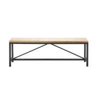 LONG ISLAND - Black Metal and Solid Fir Bench L 140 cm