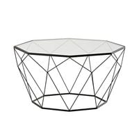 Black metal and tempered glass coffee table Black metal and tempered glass coffee table