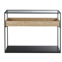 RAVEN - Black Metal and Tempered Glass Console Table