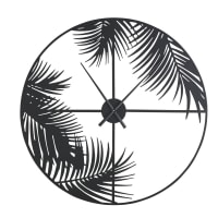 PAT - Black metal palm leaf clock D90cm