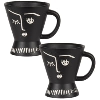 NAMIBIE - Set of 2 - Black Porcelain Cup with White Print