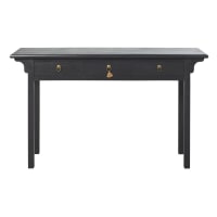 LIYA - Black Solid Pine 3-Drawer Console Table