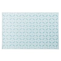 ROSACE - Blauw tapijt van polypropyleen, wit motief 180 x 270 cm, OEKO-TEX®