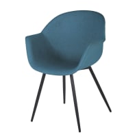 NICKY - Blauwe stoel met armleuningen