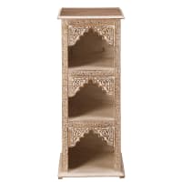AGRA - Bleached and carved mango wood shelf H 88 cm