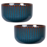 OIA - Set of 2 - Blue and brown stoneware bowl