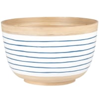 Blue and white bamboo salad bowl