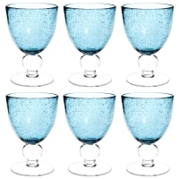 Set of 6 - Blue bubble glass wine glass