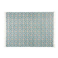 BLOCALIA - blue patterned cotton rug 140 x 200