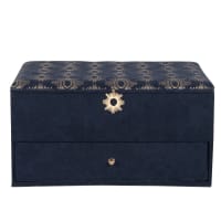 Boîte à bijoux en polyester bleu