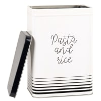 NOVELLA - Lot de 2 - Boîte en métal beige et noire motifs à rayures H18
