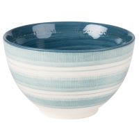 Bol en faïence motifs à rayures bleues Bol en faïence motifs à rayures bleues