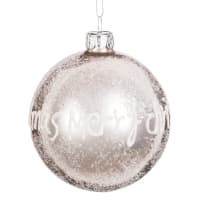 Lote de 6 - Bola de Navidad de cristal tintado marrón claro con estampado