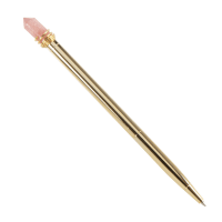 Lote de 2 - Bolígrafo de metal dorado y cuarzo rosa