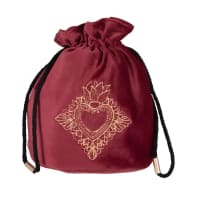 CORA - Bolsa roja con cordones y corazón dorado bordado
