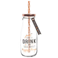Bottiglia in vetro con cannuccia H 15 cm DRINK Bottiglia in vetro con cannuccia H 15 cm DRINK