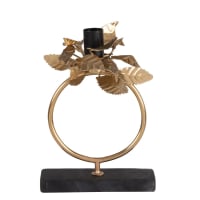 Bougeoir anneau en métal doré et marbre noir