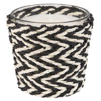 Bougie parfumée en verre et corde noire et blanche Bougie parfumée en verre et corde noire et blanche