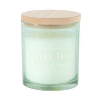 Bougie parfumée verte en verre imprimé avec couvercle Bougie parfumée verte en verre imprimé avec couvercle