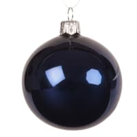 Lot de 6 - Boule de Noël en verre bleu nuit et à paillettes dorées