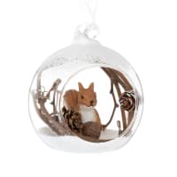 Lot de 6 - Boule de Noël en verre décor écureuil