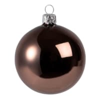 NOISETTE - Lot de 6 - Boule de Noël en verre teinté marron noisette brillant