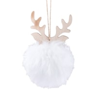 Lot de 2 - Boule de Noël imitation fourrure blanche
