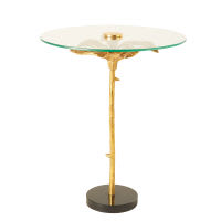 Bout de canapé en verre et métal doré Bout de canapé en verre et métal doré