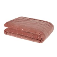 CALIO - Boutis en velours coton vieux rose 240x260