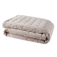 CALIO - Boutis en velours piqué taupe 240x260