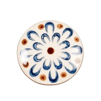 THERESE - Lot de 2 - Bouton de porte en grès blanc et bleu