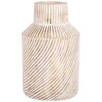 Brown and white striped mango wood vase H24cm