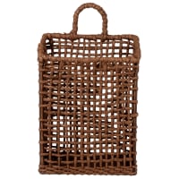 Brown hand-woven paper and metal magazine rack