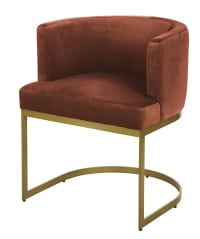 REQUIEM - Bruine fluwelen fauteuil met messingkleurige metalen poten