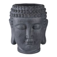GOTAMA - Buddha-Übertopf aus anthraztigrauem Zement, H52cm