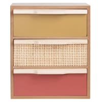 Büromöbel mit 3 Schubladen in Beige, Terrakotta und Senfgelb